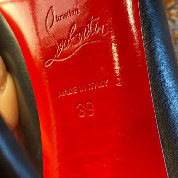 Red Bottoms-Authentic Christian Louboutin Black Leather Bianca Platform Size 39 - Picture 4 of 16